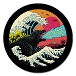 Retro Wave Kaiju Godzilla Japanese Pop Art Style Magnet 5  (Round)
