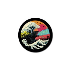Retro Wave Kaiju Godzilla Japanese Pop Art Style Golf Ball Marker (4 Pack) by Modalart