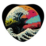 Retro Wave Kaiju Godzilla Japanese Pop Art Style Heart Glass Fridge Magnet (4 pack)