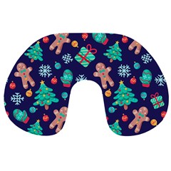 Christmas Texture New Year Background Trees Retro Pattern Travel Neck Pillow
