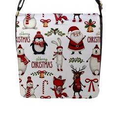 Christmas Characters Pattern Flap Closure Messenger Bag (l)