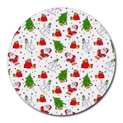 Christmas Santa Pattern Tree Round Mousepad by Sarkoni