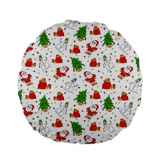 Christmas Santa Pattern Tree Standard 15  Premium Flano Round Cushions by Sarkoni