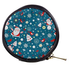 Christmas Pattern Santa Blue Mini Makeup Bag by Sarkoni