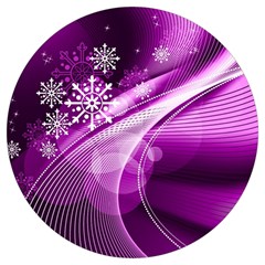 Purple Abstract Merry Christmas Xmas Pattern Round Trivet by Sarkoni