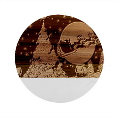 Merry Christmas Marble Wood Coaster (round) by Sarkoni