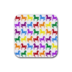 Colorful Horse Background Wallpaper Rubber Coaster (square) by Amaryn4rt