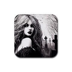 Goth Girl In Graveyard 3 Rubber Coaster (square) by Malvagia