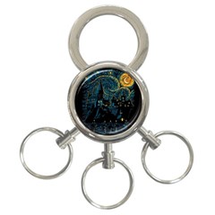 Castle Starry Night Van Gogh Parody 3-ring Key Chain by Sarkoni