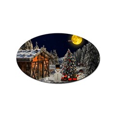 Christmas Landscape Sticker Oval (100 Pack)