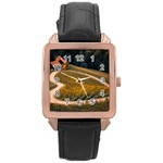Vineyard Agriculture Farm Autumn Rose Gold Leather Watch 