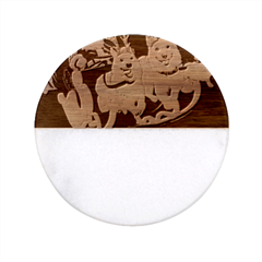 Christmas Santa Claus Dog Sled Classic Marble Wood Coaster (round)  by Sarkoni