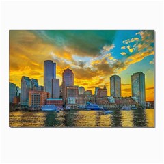 Boston Skyline Cityscape River Postcard 4 x 6  (pkg Of 10) by Sarkoni