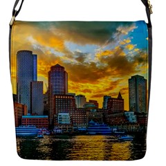Boston Skyline Cityscape River Flap Closure Messenger Bag (s)