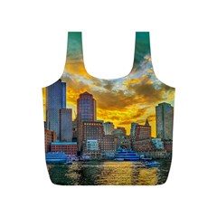 Boston Skyline Cityscape River Full Print Recycle Bag (s) by Sarkoni