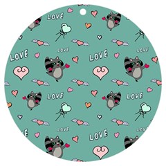 Raccoon Love Texture Seamless Uv Print Acrylic Ornament Round by Ravend
