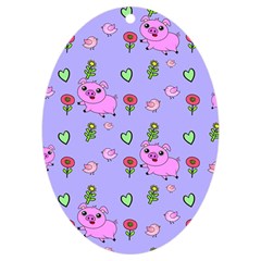 Flower Pink Pig Piggy Seamless Uv Print Acrylic Ornament Oval by Ravend