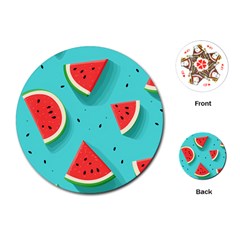 Watermelon Fruit Slice Playing Cards Single Design (round) by Ravend