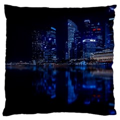 Illuminated Cityscape Against Blue Sky At Night Large Cushion Case (one Side) by Modalart
