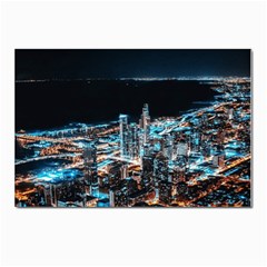 Aerial Photography Of Lighted High Rise Buildings Postcard 4 x 6  (pkg Of 10) by Modalart