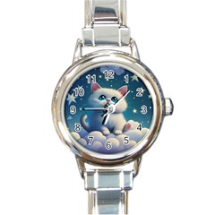 Cat On The Sky Round Italian Charm Watch by 1212