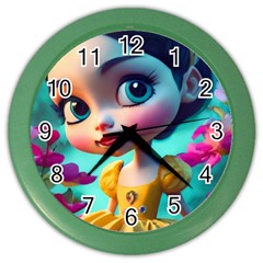 Beautiful Flowers With Cartoon Color Wall Clock by 1212