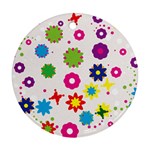 Floral Colorful Background Ornament (Round)