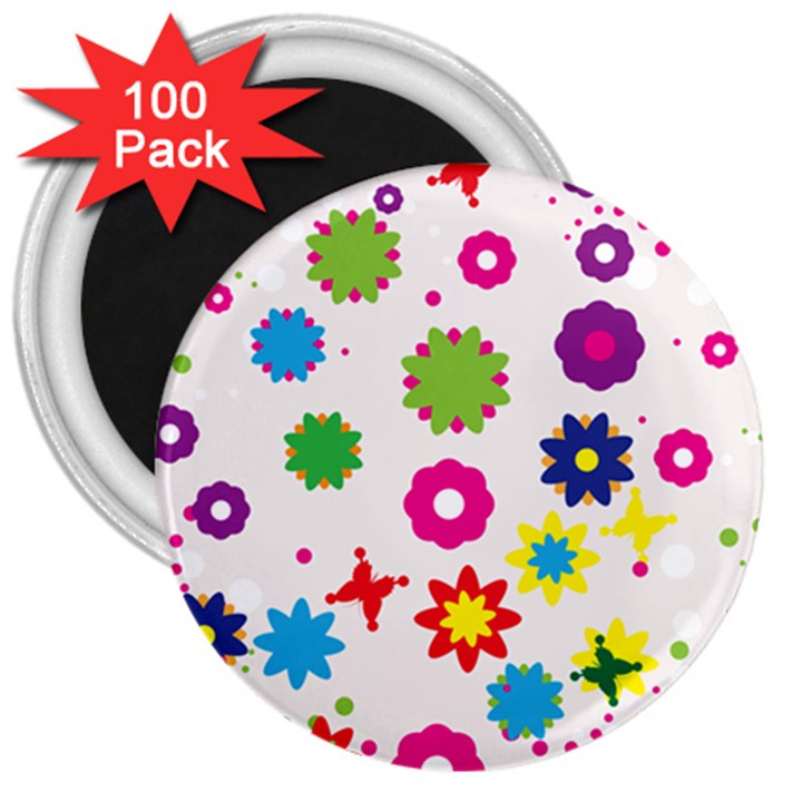 Floral Colorful Background 3  Magnets (100 pack)