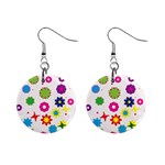 Floral Colorful Background Mini Button Earrings