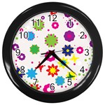 Floral Colorful Background Wall Clock (Black)