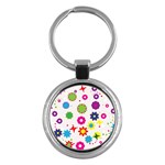 Floral Colorful Background Key Chain (Round)