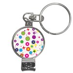 Floral Colorful Background Nail Clippers Key Chain