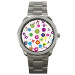 Floral Colorful Background Sport Metal Watch