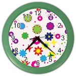 Floral Colorful Background Color Wall Clock