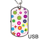 Floral Colorful Background Dog Tag USB Flash (One Side)
