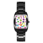 Floral Colorful Background Stainless Steel Barrel Watch