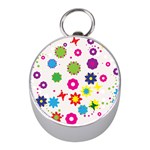 Floral Colorful Background Mini Silver Compasses