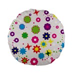 Floral Colorful Background Standard 15  Premium Flano Round Cushions