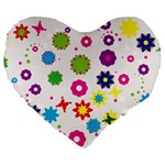 Floral Colorful Background Large 19  Premium Flano Heart Shape Cushions