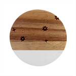 Floral Colorful Background Marble Wood Coaster (Round)