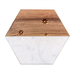 Floral Colorful Background Marble Wood Coaster (Hexagon) 