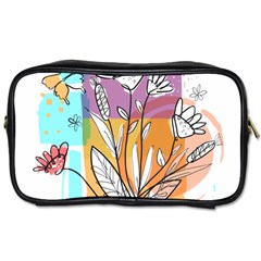 Flower Leaves Foliage Grass Doodle Toiletries Bag (two Sides) by Grandong