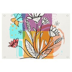 Flower Leaves Foliage Grass Doodle Banner And Sign 6  X 4  by Grandong