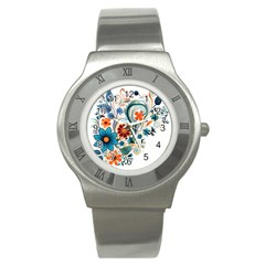 Flowers Scrapbook Decorate Stainless Steel Watch by Grandong