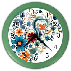 Flowers Scrapbook Decorate Color Wall Clock by Grandong