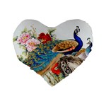 Birds Peacock Artistic Colorful Flower Painting Standard 16  Premium Flano Heart Shape Cushions Back