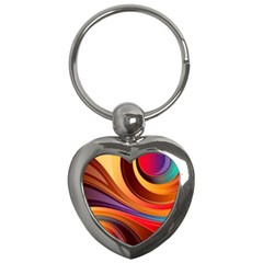 Abstract Colorful Background Wavy Key Chain (heart) by Sarkoni