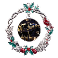 Christmas Advent Candle Arches Metal X mas Wreath Holly Leaf Ornament by Amaryn4rt