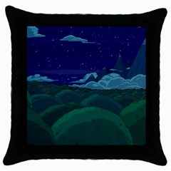 Adventure Time Cartoon Night Green Color Sky Nature Throw Pillow Case (black) by Sarkoni