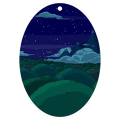 Adventure Time Cartoon Night Green Color Sky Nature Uv Print Acrylic Ornament Oval by Sarkoni